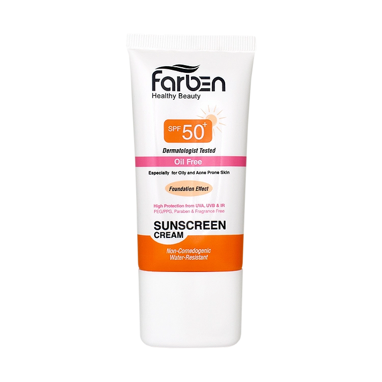 کرم ضد آفتاب بژ روشن پوست چرب فاربن SPF50 حجم 50 میلی لیتر