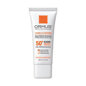 کرم ضد آفتاب آبرسان بی رنگ پوست های خشک و معمولی اورموس SPF50 حجم 50 میلی لیتر