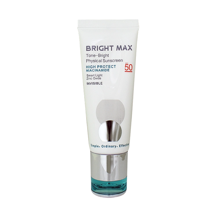 کرم ضد آفتاب فیزیکال بی رنگ انواع پوست برایت مکس SPF50 حجم 40 میلی لیتر