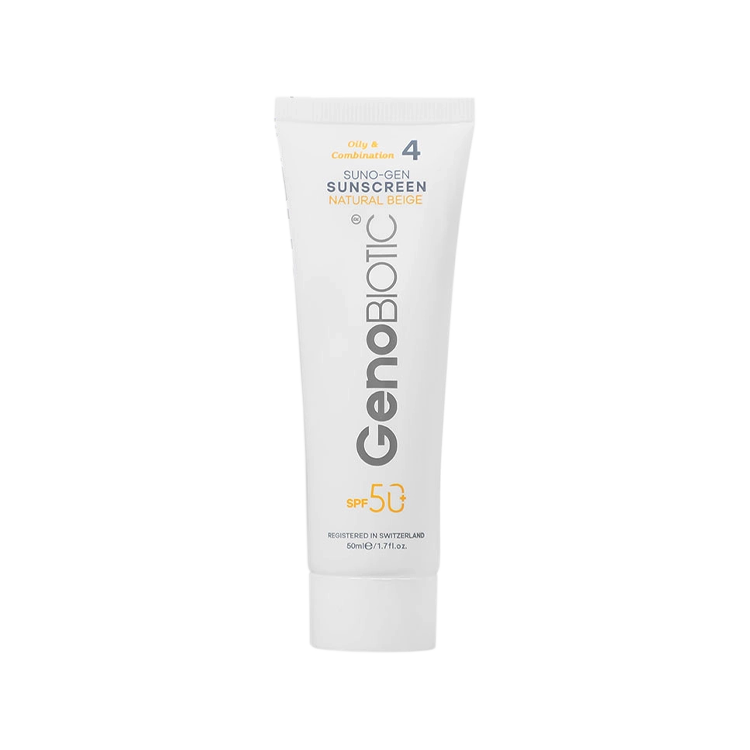 کرم ضد آفتاب بژ طبیعی پوست های مختلط و چرب سانوژن ژنوبایوتیک SPF50 حجم 50 میلی لیتر