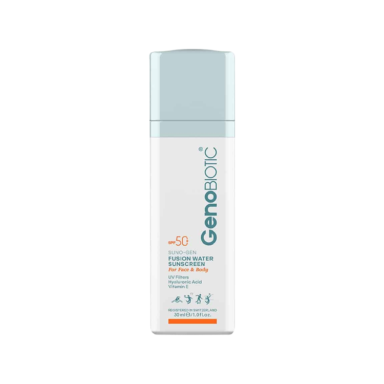 کرم ضد آفتاب انواع پوست فیوژن واتر ژنوبایوتیک SPF50 حجم 30 میلی لیتر