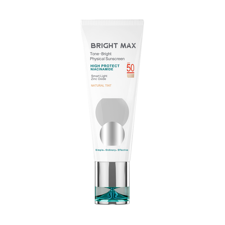کرم ضد آفتاب فیزیکال رنگی طبیعی انواع پوست برایت مکس SPF50 حجم 40 میلی لیتر