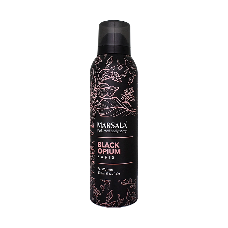 اسپری بدن زنانه مارسالا مدل Black Opium حجم 200 میلی لیتر