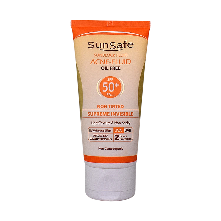 فلویید ضد آفتاب بی رنگ پوست های چرب و آکنه ای سان سیف SPF50 حجم 50 میلی لیتر