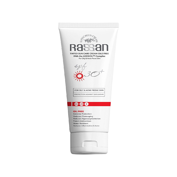 کرم ضد آفتاب رنگی طبیعی پوست های چرب و جوشدار راسن SPF30 حجم 40 میلی لیتر