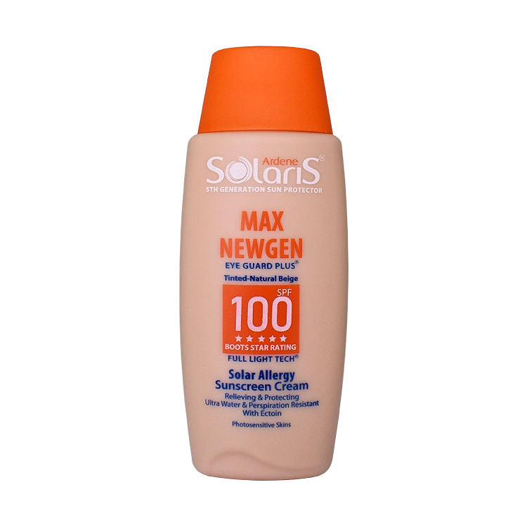کرم ضد آفتاب بژ طبیعی پوست های حساس مکس نیوژن آردن سولاریس SPF100 حجم 100 میلی لیتر